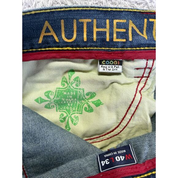 Coogi Mens Jeans 40x34 (33.5) Baggy Guitar Hands Embroidered Hip Hop Spellout‎ - Picture 13 of 16